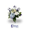 In this arrangement, the serenity of the color blue along with the
