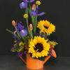 Beautiful assortment of fresh blooms designed in a watering tin. COLOR OF