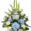 The Blue Serenity Urn or Photo Tribute offers a peaceful and elegant
