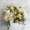 A beautiful bouquet of hydrangeas, roses, lisianthus with a vintage look. A