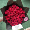 Averages 25 stems of long stemmed red roses. Request the color of