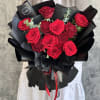 Mix of freedom red roses and deep red heart roses solid black