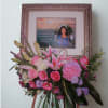 This is a beautiful photograph arrangement in tones of pinks, whites, and
