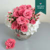 This is a beautiful clean design of white and coral berries and