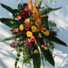 A Large Easel Spray with a nice bright Tropical and mixed flowers