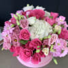 Fresh Flower Creation in hat box. 
