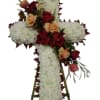 Graceful cross in white with warm tones to compliment this cozy look.