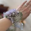 Beautiful Ocean series mums, a Tectorum air plant, blue green leaves and