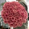Hand-crafted Bouquet with 100 pink roses ( 40 cm)