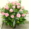 2 DOZEN LONG STEM PREMIUM  PINK ROSES IN VASE BY TWIN