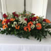  Vibrant and colorful orange Gerbera Daisies, red Roses, white Tiger lilies