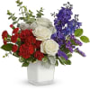 Celebrate a special someone with this crisp white cube and ravishing red