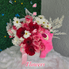 Pink &amp; White Mixed Floral Arrangement in Round Box 
Soft, elegant