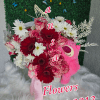  Pink &amp; White Mixed Floral Arrangement in Round Box 
Soft, elegant