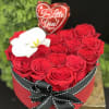 Premium quality of imported roses decorated in Euro Hat Box, (9 to