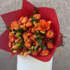 Bursting with bold personality, Tangerine Flame features a vibrant hand-tied mix of