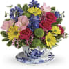 Inspired by classic Delft pottery, this downright delightful glazed ceramic teacup and