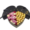 Double open heart box with mix roses and chocolates ideal for all