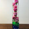 Pink Roses with Gems in tall glass 