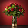 Beautiful Valentine bouquet approximately 24 inches high with Dozen roses, Hypericums, Ruscus