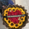 40 red roses with sunflowers 