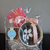 Black &amp; White flower candy dish with Milk chocolate/Dulce de leche bar