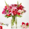 A unique design of pink and red flowers perfect fit for an