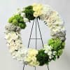 This 24&quot; Wreath includes Green Trix, White Stock, Mini Green Hydrangeas, White