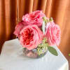 A delicate gathering of six lush garden roses arranged in a petite