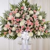 Pink and white standing basket
