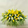 This Casket Spray Includes Yellow Roses, Yellow Lilies, Yellow Spray Roses, Mini