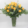 Two Dozen Ecuadorian Long Stem Yellow Roses with Ruscus and Eucalyptus in