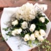 -1 White Hydrangea
-10 White Roses
-White Paper
-White Bow
