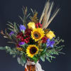 Beautiful fall colors in a colored glass vase that&#039;ll make a heart