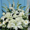SOLID WHITE STANDING FUNERAL BASKET