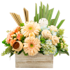 The Stroll On The Beach is handcrafted with Peach Gerbera Daisies, Blue