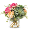 The Elegant Succulent Bouquet is handcrafted with succulents, roses and carnations to