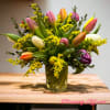 Mixed of colored Tulips in a vase