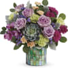 Inspired by stained glass, this unique mosaic glass cylinder lends an organic