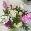 A romantic bouquet of fresh flowers in delicate colors,
hand-tied,suitable for any birthdayanniversary
