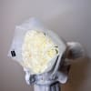 A bouquet of pristine white roses, embodying elegance and purity. Wrapped in