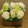 Ivory Grace &ndash; Luxury Ivory Rose &amp; Green Lily Arrangement in Wooden
