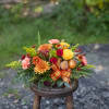 Cheerful arrangement mimicking a crop harvest gathering at the end of fall.