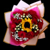 12 red beautiful red roses wrapped in Korean paper accented with a