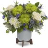 Bold green blooms are contrasted by the modern lines of this chic