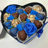 Heart Box with Blue Chocolate Strawberries &amp; Roses &ndash; Gift for Him

Surprise