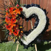 Large open heart. Harley Davidson colors. Paired well our custom Harley Davidson