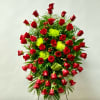 This Standing Spray Easel Includes, 4 Dozen Red Rose, Green Fuji Mum