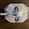 Blue &amp; White Portuguese Hand Painted Ceramic Tureen comes with underplate and