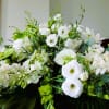 White Orchid Casket
White and touch of green flowers casket with orchid.

Standard size